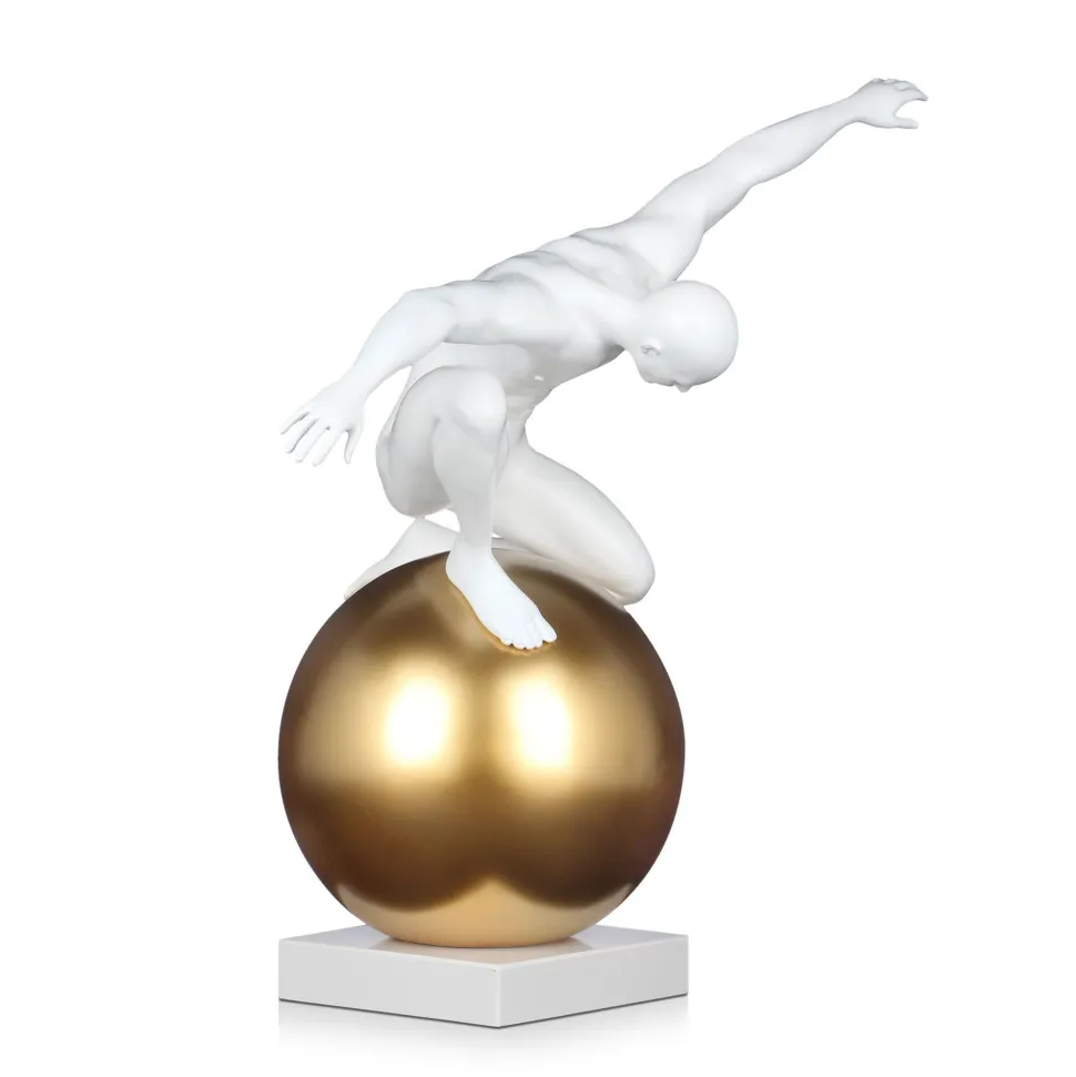 Orbital Balance 47cm White Resin Indoor Sculpture
