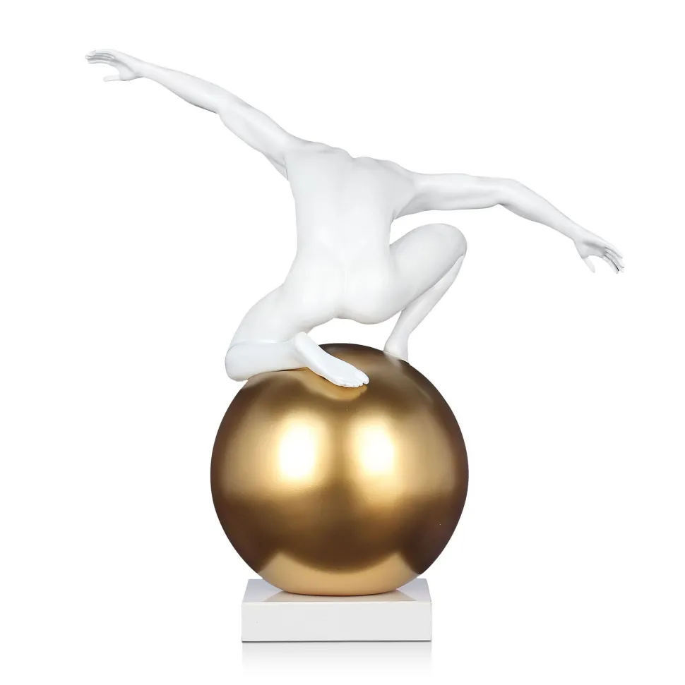 Orbital Balance 47cm White Resin Indoor Sculpture