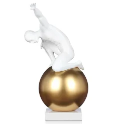 Orbital Balance 65cm White Resin Indoor Sculpture