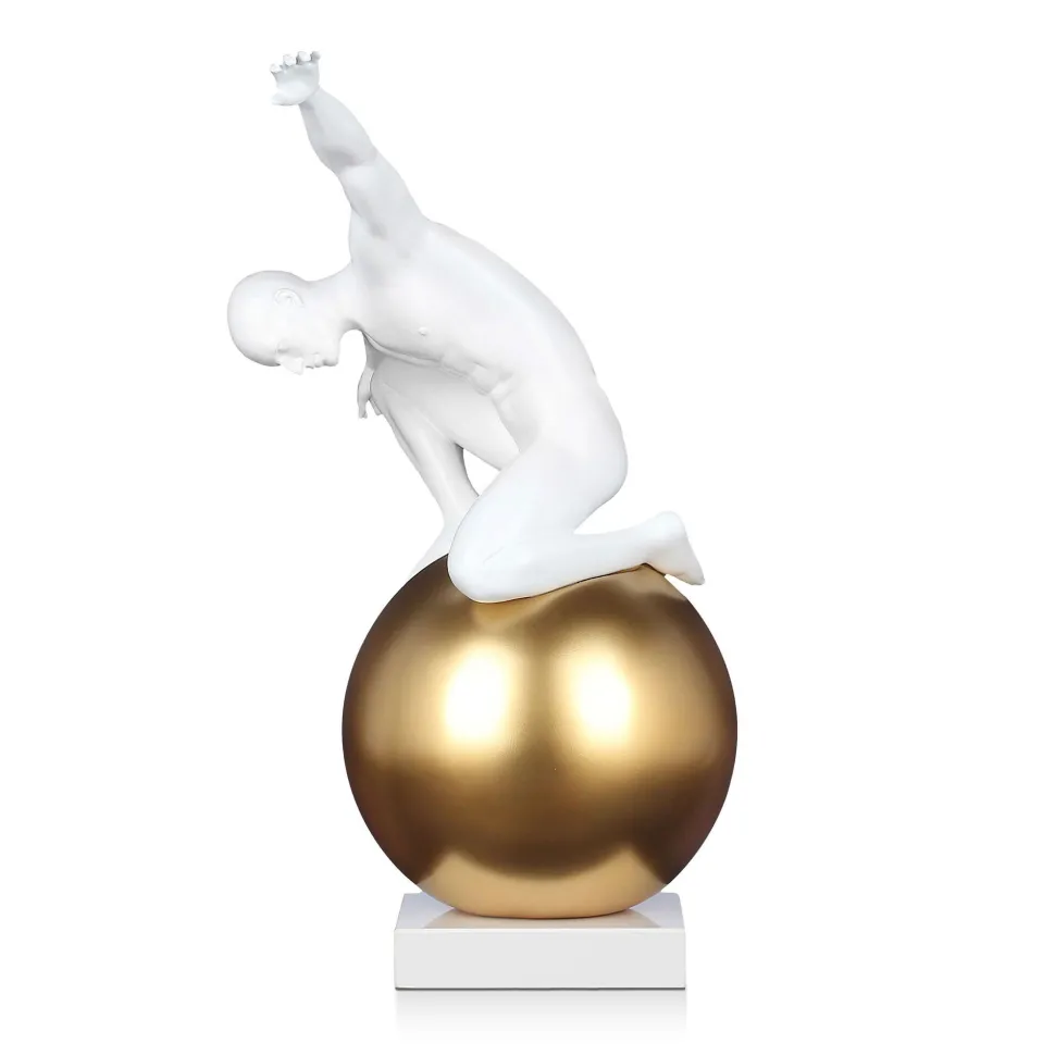 Orbital Balance 47cm White Resin Indoor Sculpture