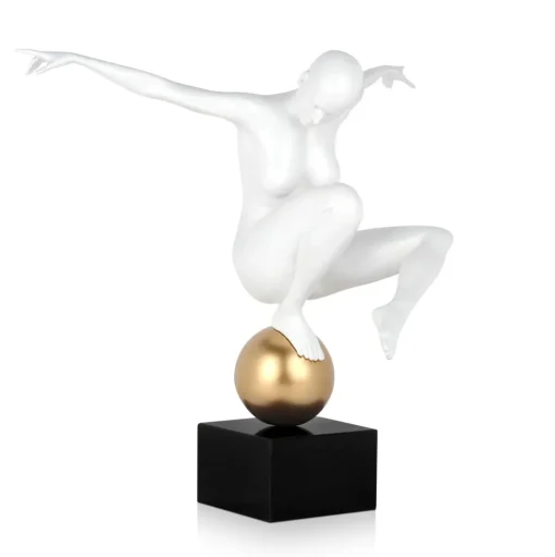 Orbital Dance 45cm White Resin Indoor Sculpture