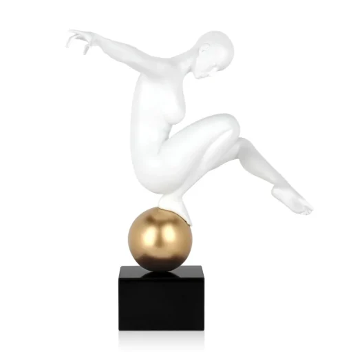 Orbital Dance 45cm White Resin Indoor Sculpture