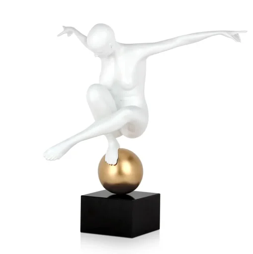 Orbital Dance 45cm White Resin Indoor Sculpture