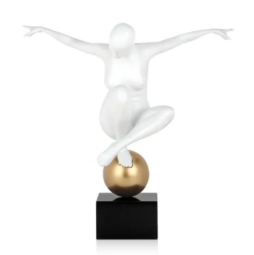 Orbital Dance 45cm White Resin Indoor Sculpture