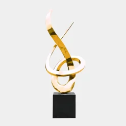 Orbital Motion 250cm Gold Metal Garden Sculpture