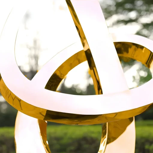 Orbital Motion 250cm Gold Metal Garden Sculpture
