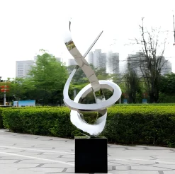 Orbital Motion 250cm Silver Metal Garden Sculpture