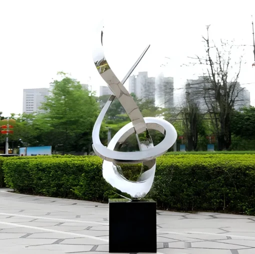 Orbital Motion 250cm Silver Metal Garden Sculpture