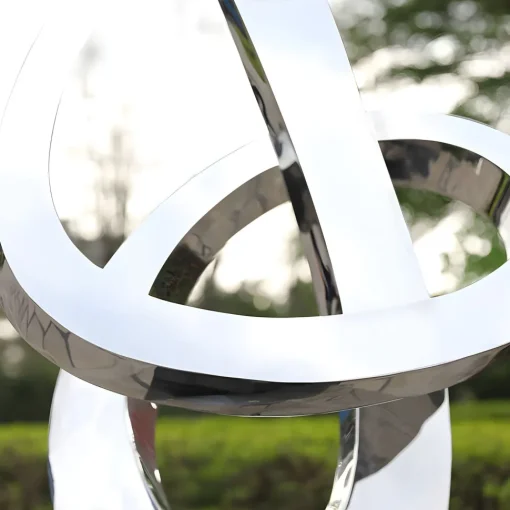 Orbital Motion 250cm Silver Metal Garden Sculpture
