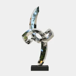 Orbital Shift 96cm Silver Metal Indoor Sculpture
