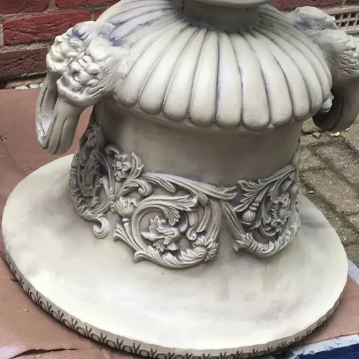 Pair of Grecian Stone Garden Planter Urns on Pedestals