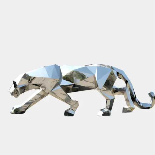 Panther 71cm Geometric Metal Garden Sculpture