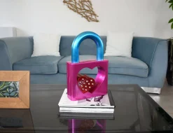 Passion Padlock 38cm Pink Resin Indoor Sculpture