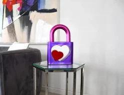Passion Padlock 38cm Purple Resin Indoor Sculpture