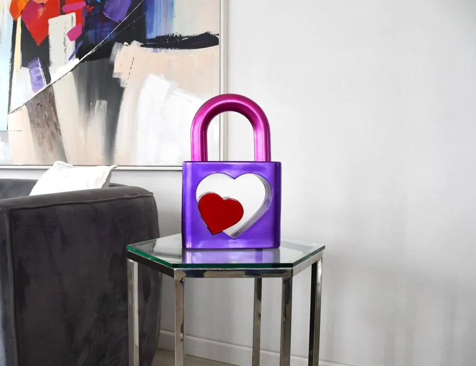 Passion Padlock 38cm Purple Resin Indoor Sculpture