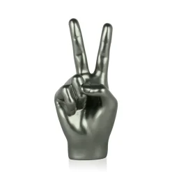 Peace Hand 28cm Anthracite Resin Indoor Sculpture