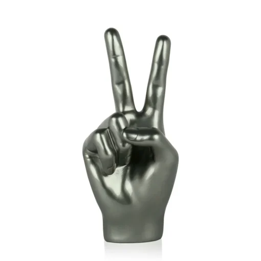 Peace Hand 28cm Anthracite Resin Indoor Sculpture