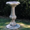Pedestal Ornate Stone Garden Birdbath