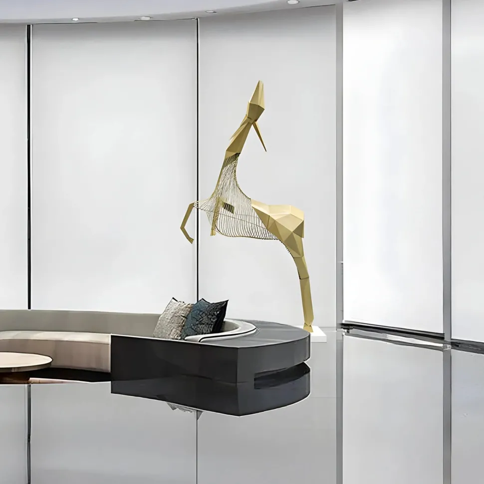 Phantom Deer 200cm Gold Metal Garden Sculpture