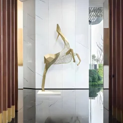 Phantom Deer 200cm Silver Metal Garden Sculpture