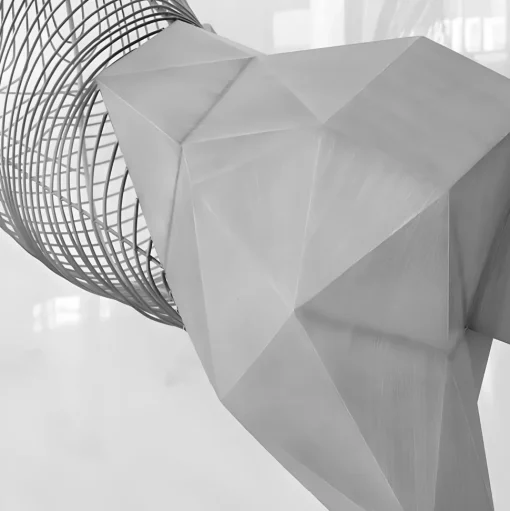 Phantom Deer 200cm Silver Metal Garden Sculpture