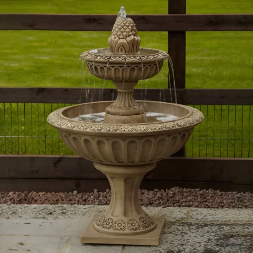 Pineapple Two Tier Stone Fountain Garden Water Feature