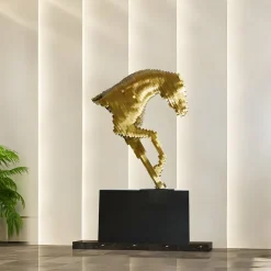 Pixel Horse 75cm Gold Metal Indoor Sculpture