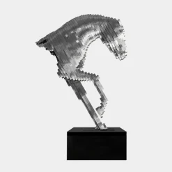 Pixel Horse 200cm Silver Metal Garden Sculpture