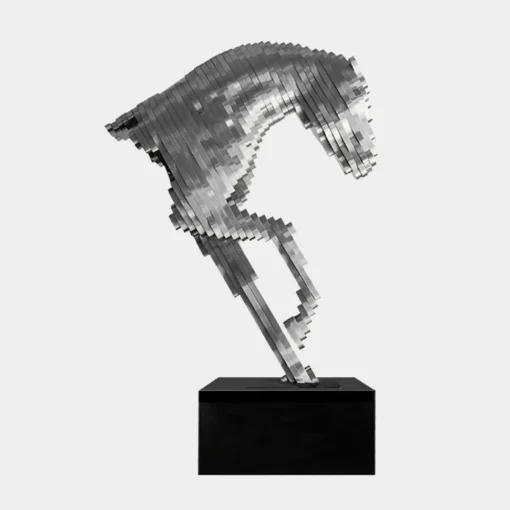 Pixel Horse 160cm Silver Metal Garden Sculpture