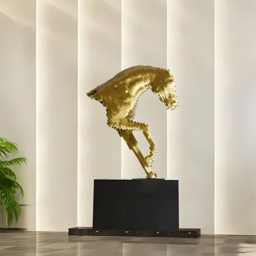 Pixel Horse 160cm Silver Metal Garden Sculpture