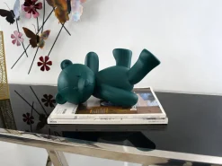 Playful Bear 15cm Green Resin Indoor Sculpture