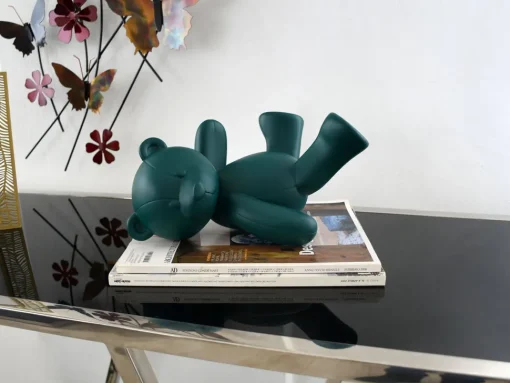 Playful Bear 15cm Green Resin Indoor Sculpture