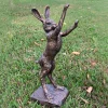 Playful Hare 65cm Bronze Resin Garden Ornament v1
