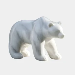 Polar Bear 50cm White Marble Garden Statue v3