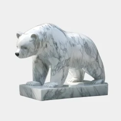 Polar Bear 65cm White Marble Garden Statue v2