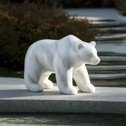 Polar Bear 50cm White Marble Garden Statue v3