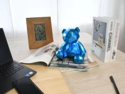 Polygon Bear 20cm Blue Resin Indoor Sculpture