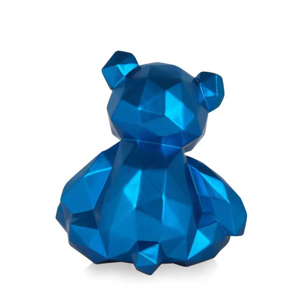 Polygon Bear 30cm Blue Resin Indoor Sculpture