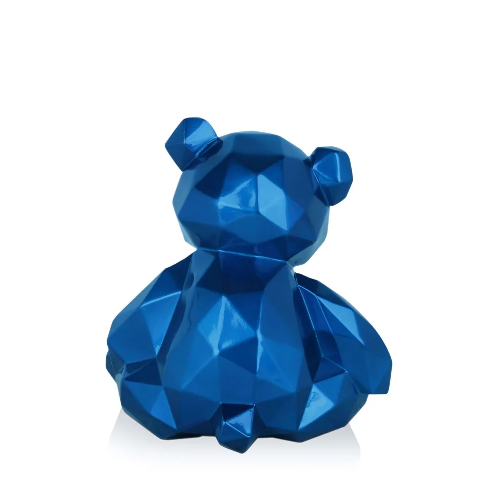 Polygon Bear 20cm Blue Resin Indoor Sculpture