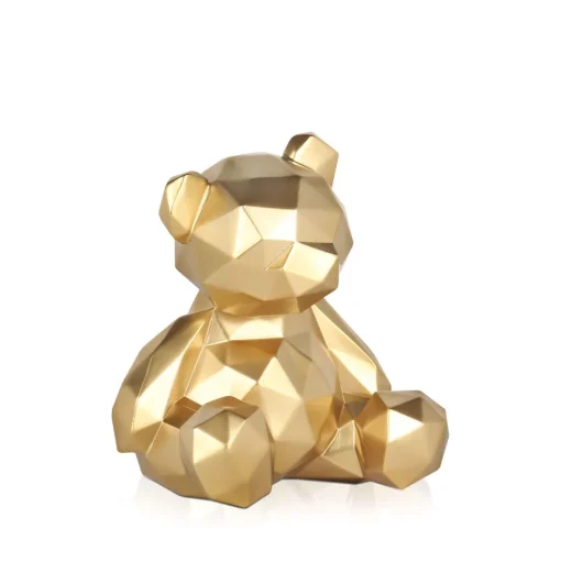 Polygon Bear 20cm Gold Resin Indoor Sculpture
