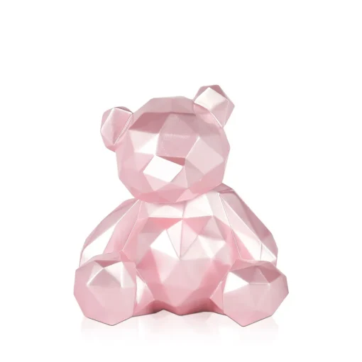 Polygon Bear 20cm Pink Resin Indoor Sculpture