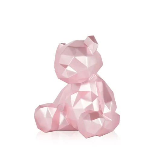 Polygon Bear 20cm Pink Resin Indoor Sculpture