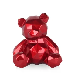 Polygon Bear 30cm Red Resin Indoor Sculpture