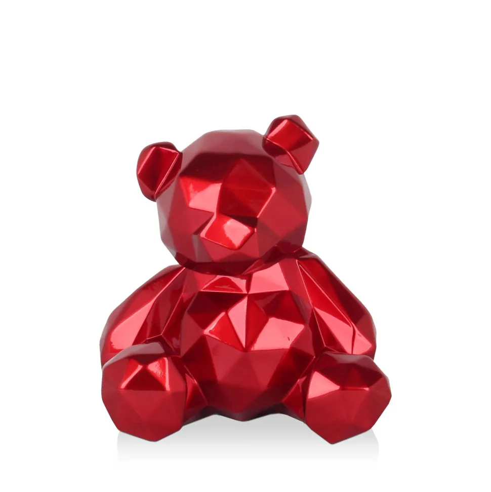 Polygon Bear 20cm Red Resin Indoor Sculpture