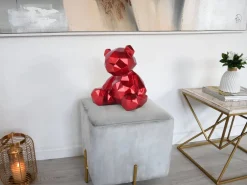 Polygon Bear 30cm Red Resin Indoor Sculpture