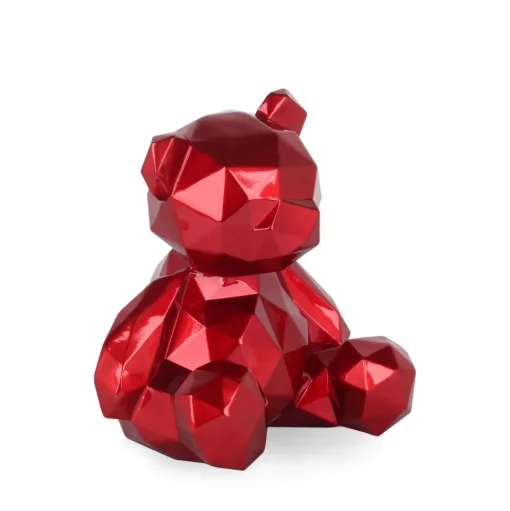 Polygon Bear 30cm Red Resin Indoor Sculpture