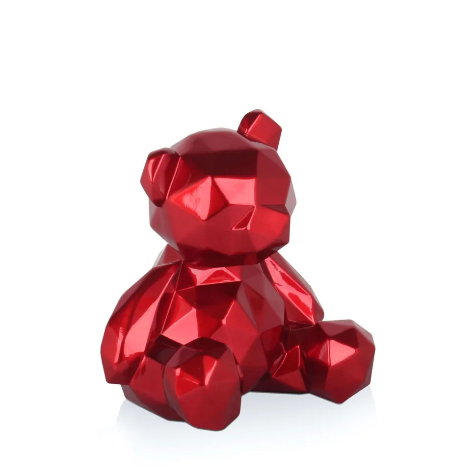 Polygon Bear 20cm Red Resin Indoor Sculpture