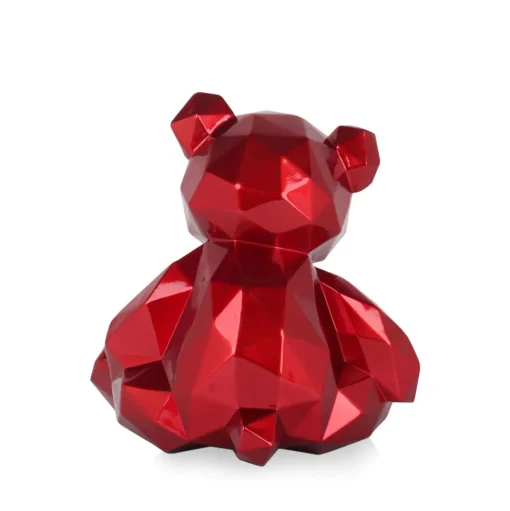 Polygon Bear 30cm Red Resin Indoor Sculpture