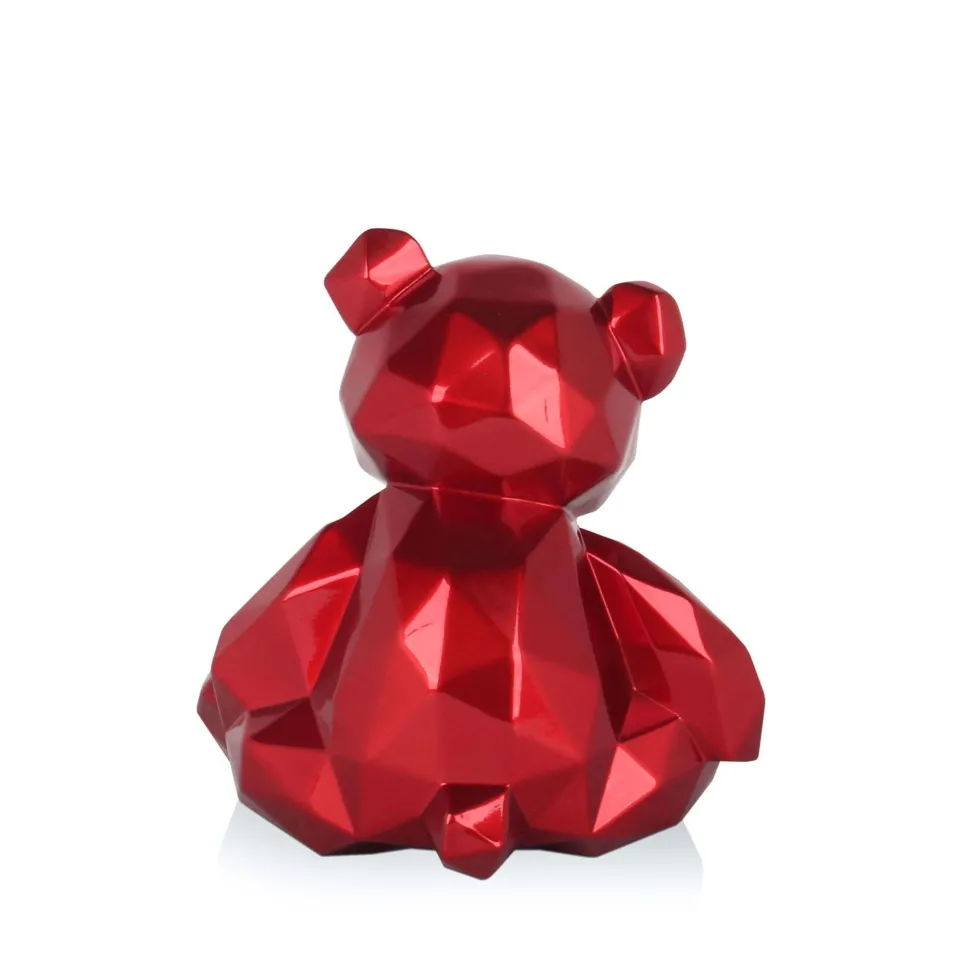 Polygon Bear 20cm Red Resin Indoor Sculpture