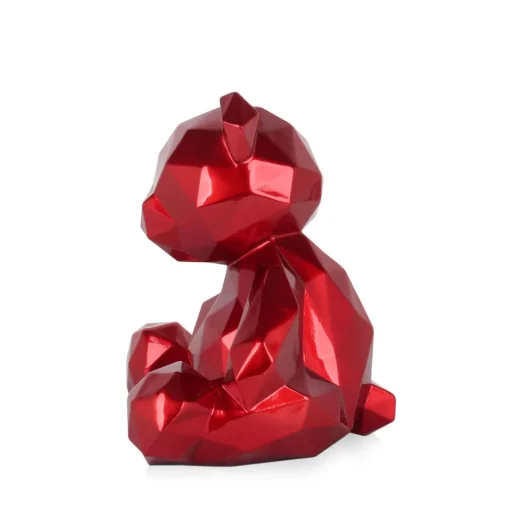 Polygon Bear 30cm Red Resin Indoor Sculpture